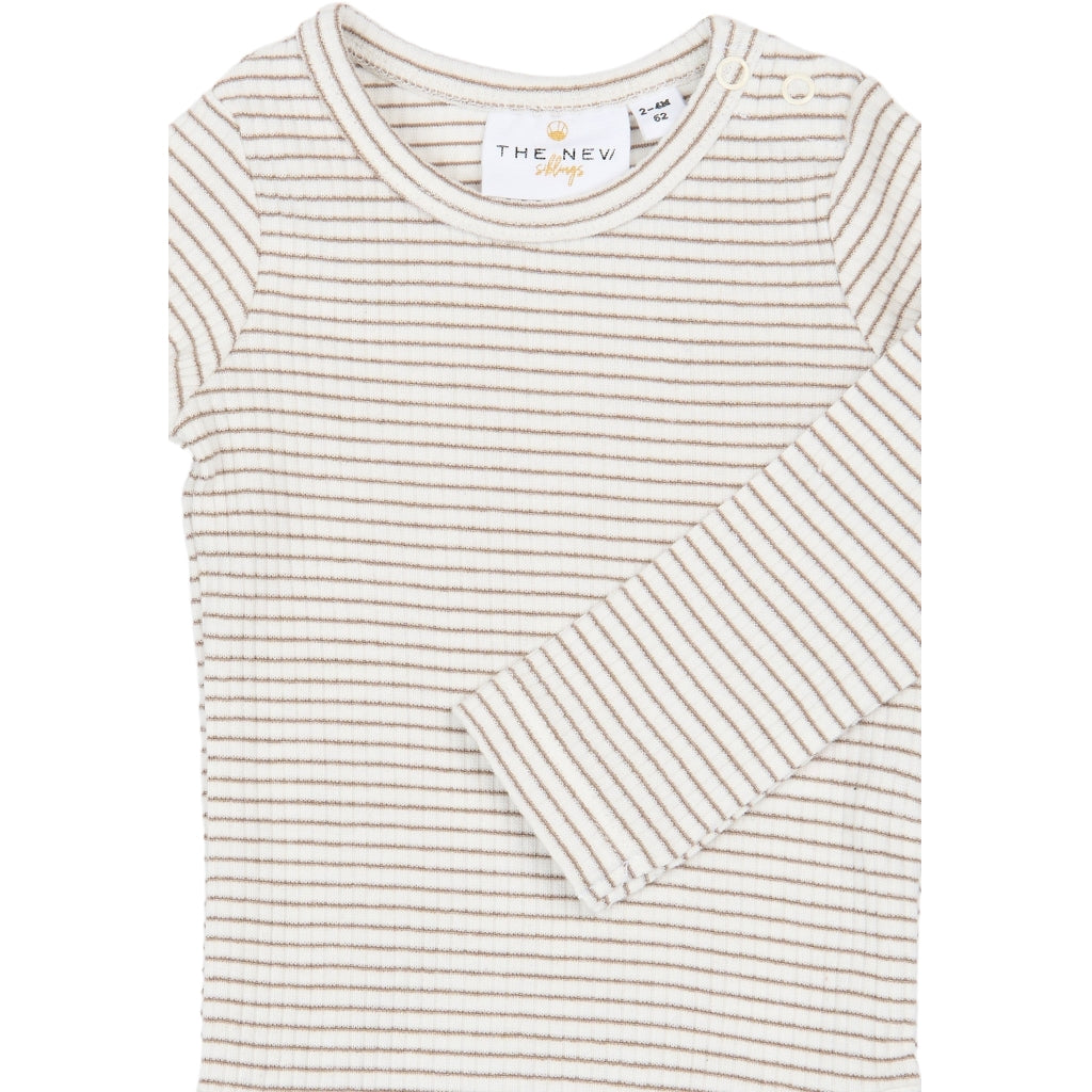 THE NEW SIBLINGS TNSBVitus Langærmet Rib body Bodystockings Taupe Gray Striped TN