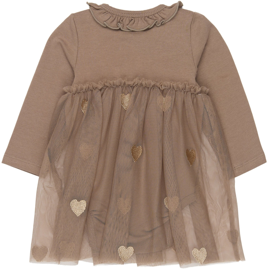 THE NEW SIBLINGS TNSBYnalla Langærmet Mesh Bodykjole Kjoler Taupe Gray EMB TN