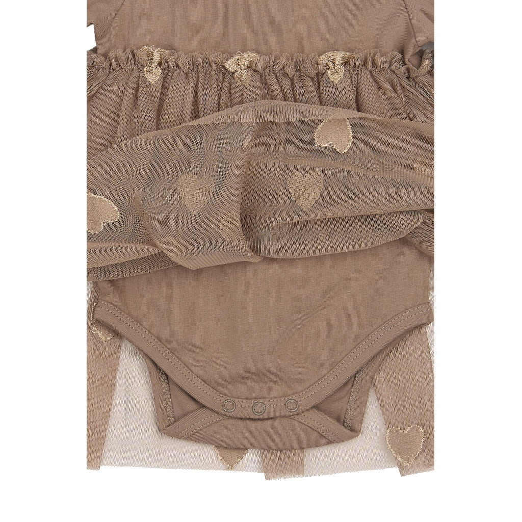 THE NEW SIBLINGS TNSBYnalla Langærmet Mesh Bodykjole Kjoler Taupe Gray EMB TN
