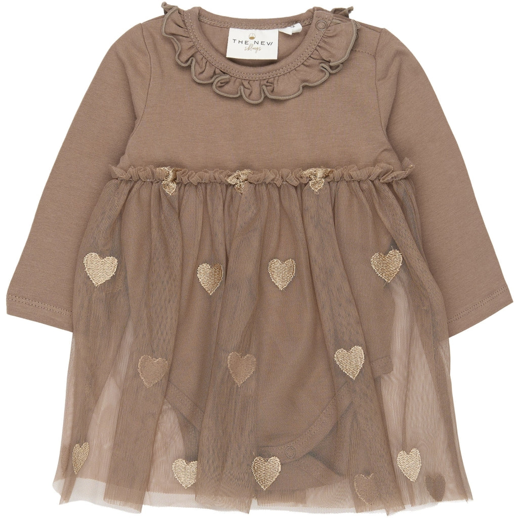 THE NEW SIBLINGS TNSBYnalla Langærmet Mesh Bodykjole Kjoler Taupe Gray EMB TN