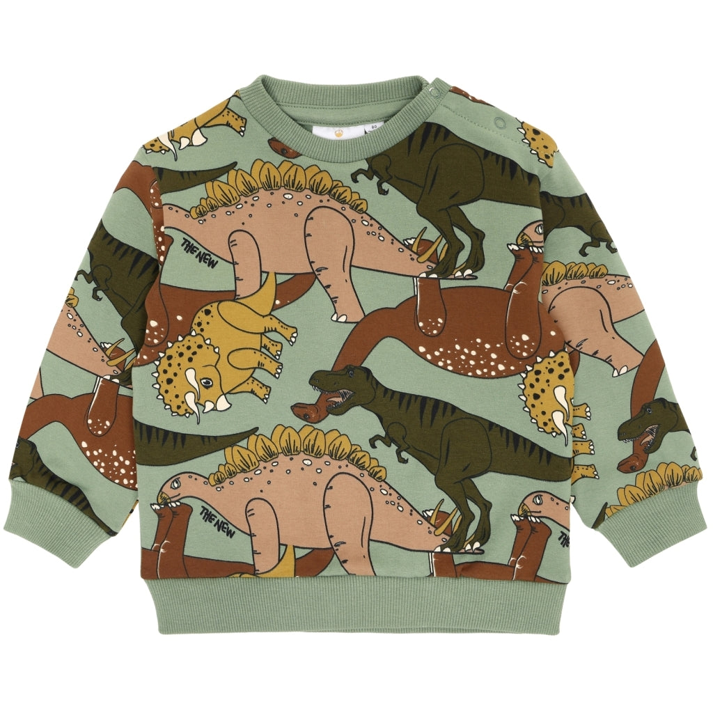 THE NEW SIBLINGS TNSLee Sweatshirt Sweatshirt Hedge Green Dino AOP