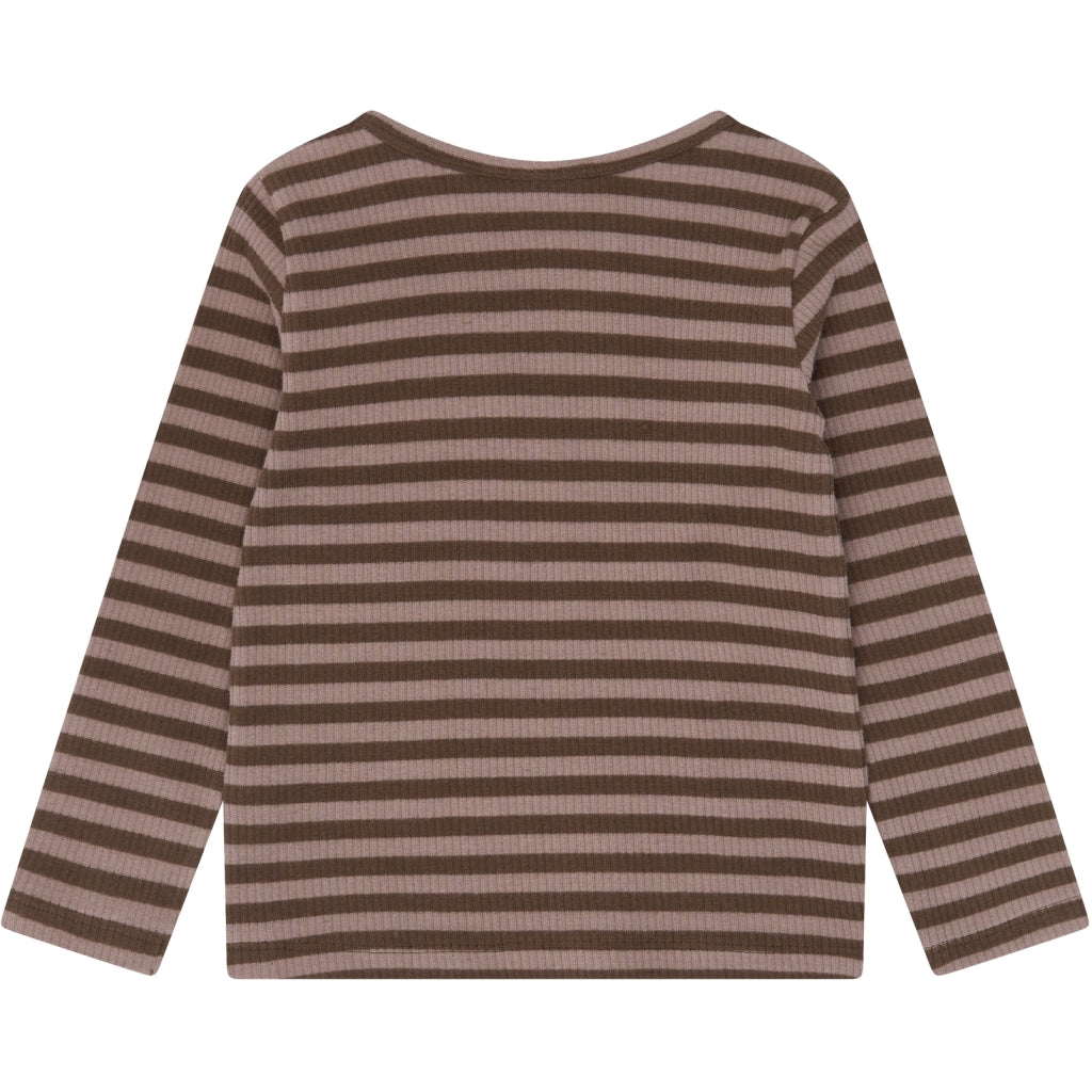 THE NEW SIBLINGS TNSTFro Langærmet Rib Bluse Langærmet bluse Chestnut Striped