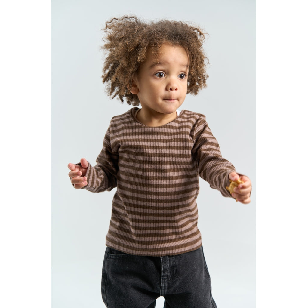 THE NEW SIBLINGS TNSTFro Langærmet Rib Bluse Langærmet bluse Chestnut Striped