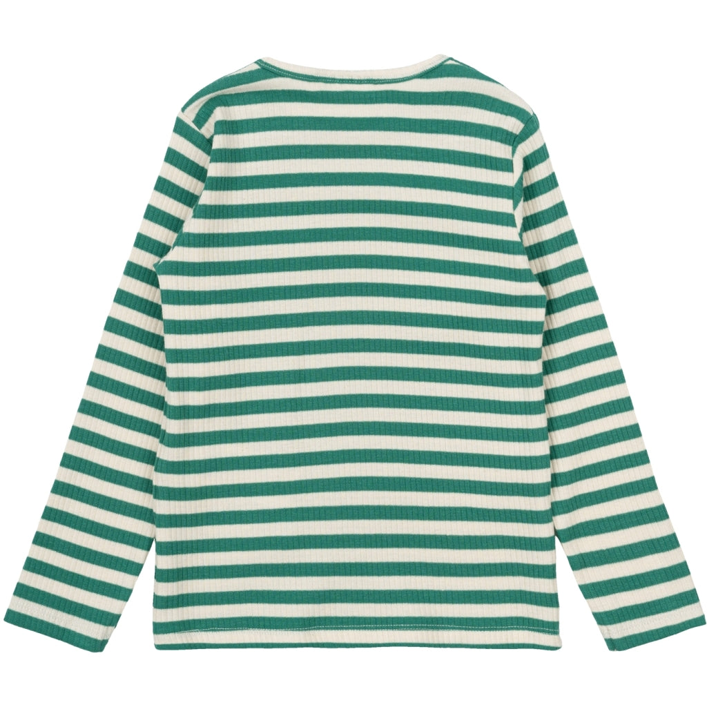 THE NEW SIBLINGS TNSTFro Unisex Langærmet Rib Bluse Langærmet bluse Bottle Green Striped