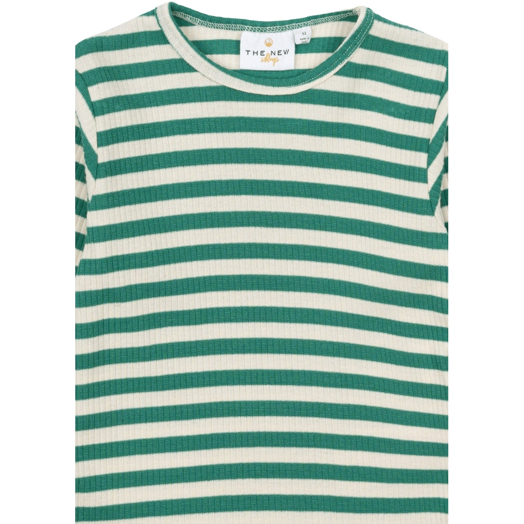 THE NEW SIBLINGS TNSTFro Unisex Langærmet Rib Bluse Langærmet bluse Bottle Green Striped