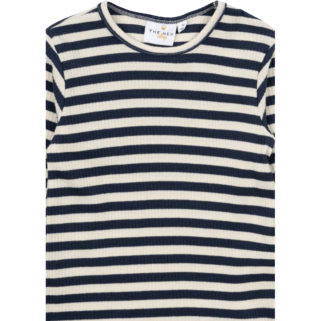 THE NEW SIBLINGS TNSTFro Unisex Langærmet Rib Bluse Langærmet bluse Mood Indigo Striped