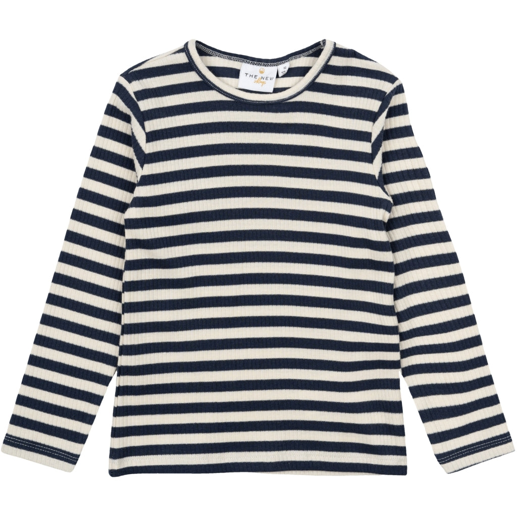 THE NEW SIBLINGS TNSTFro Unisex Langærmet Rib Bluse Langærmet bluse Mood Indigo Striped