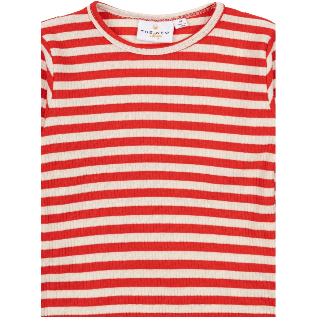 THE NEW SIBLINGS TNSTFro Unisex Langærmet Rib Bluse Langærmet bluse Poppy Red Striped