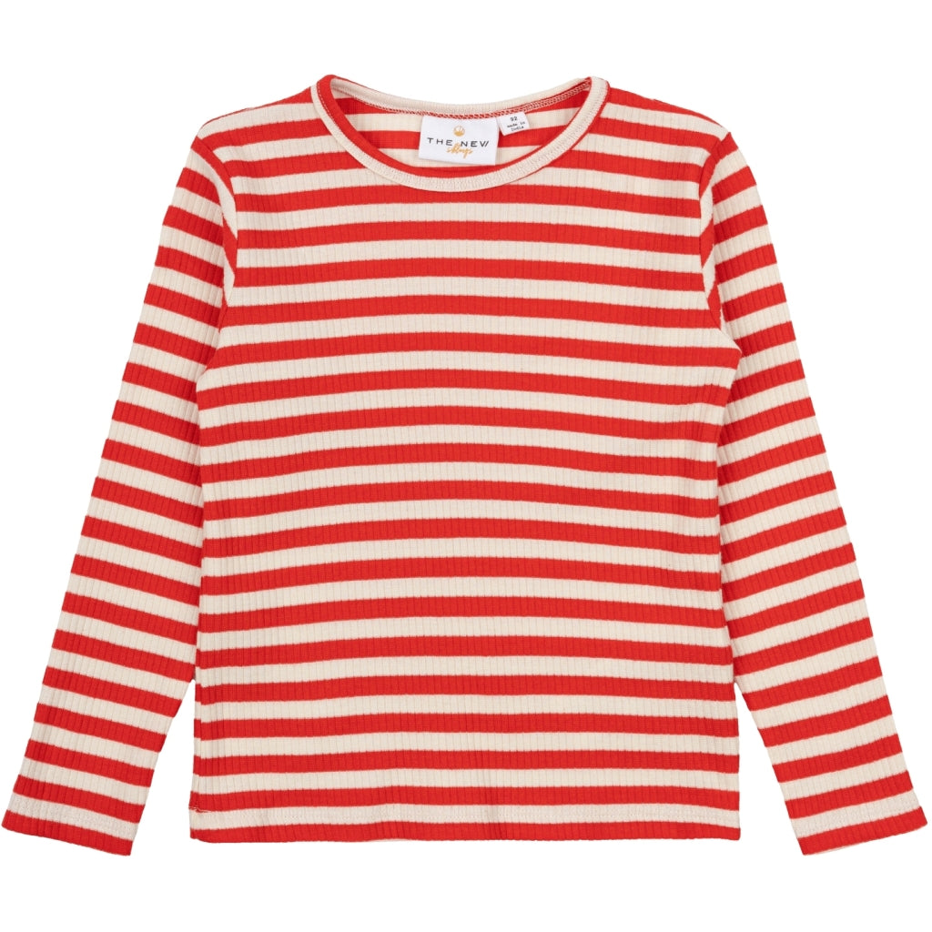 THE NEW SIBLINGS TNSTFro Unisex Langærmet Rib Bluse Langærmet bluse Poppy Red Striped