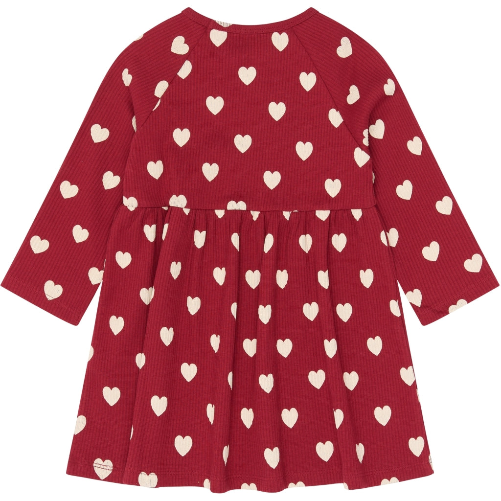 THE NEW SIBLINGS TNSTHoliday Red Heart Langærmet Loose Rib Kjole Kjoler Rio Red AOP TN