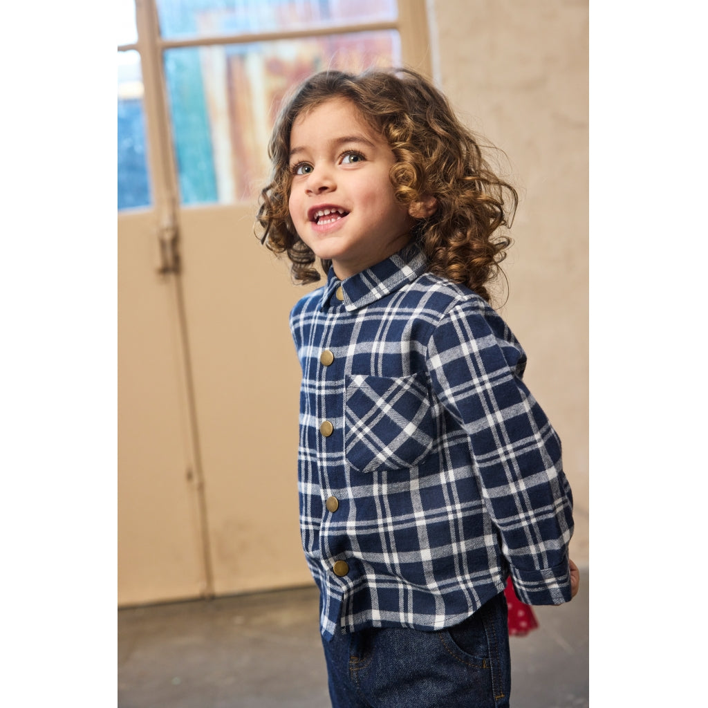 THE NEW SIBLINGS TNSTRiggs Langærmet Flannel Skjorte Skjorter Navy Blazer Check