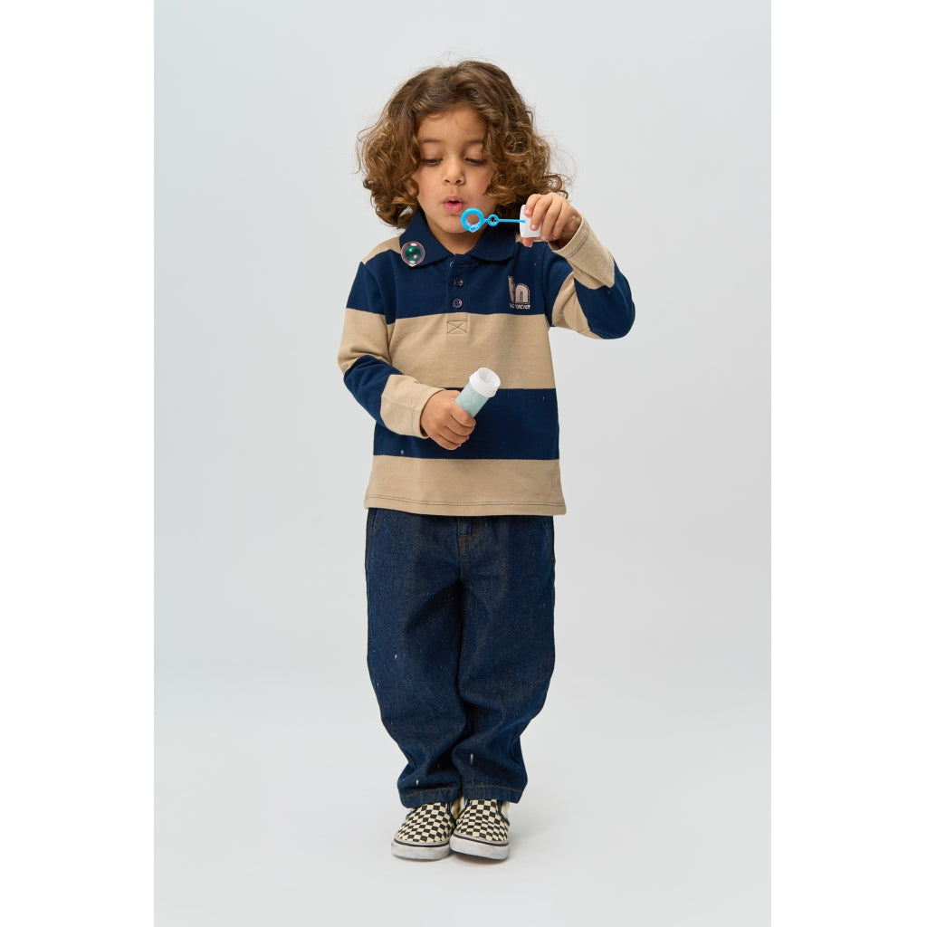 THE NEW SIBLINGS TNSTRinon Langærmet Pique Polo Langærmet bluse Navy Blazer Striped