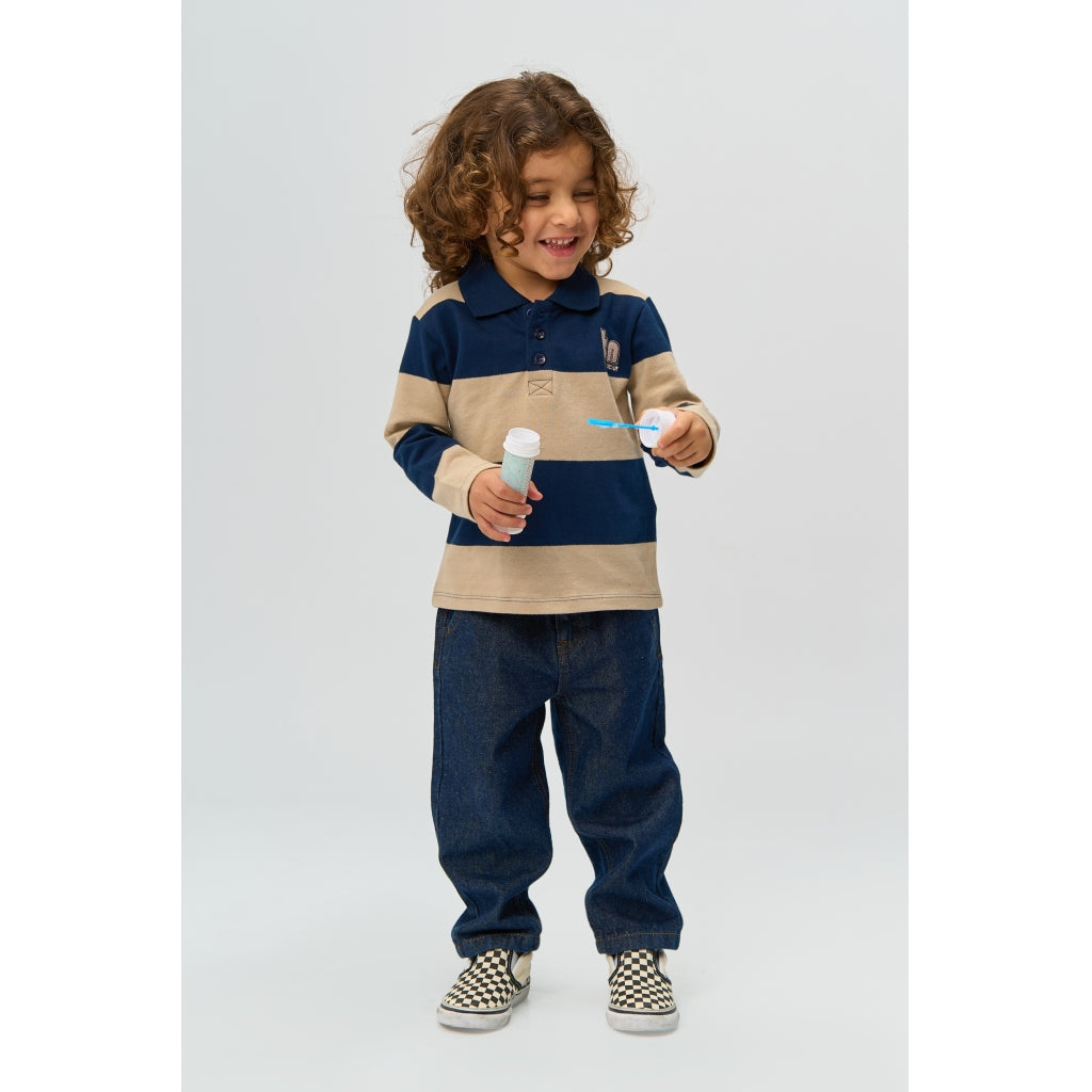 THE NEW SIBLINGS TNSTRinon Langærmet Pique Polo Langærmet bluse Navy Blazer Striped