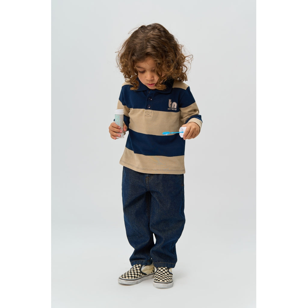 THE NEW SIBLINGS TNSTRinon Langærmet Pique Polo Langærmet bluse Navy Blazer Striped