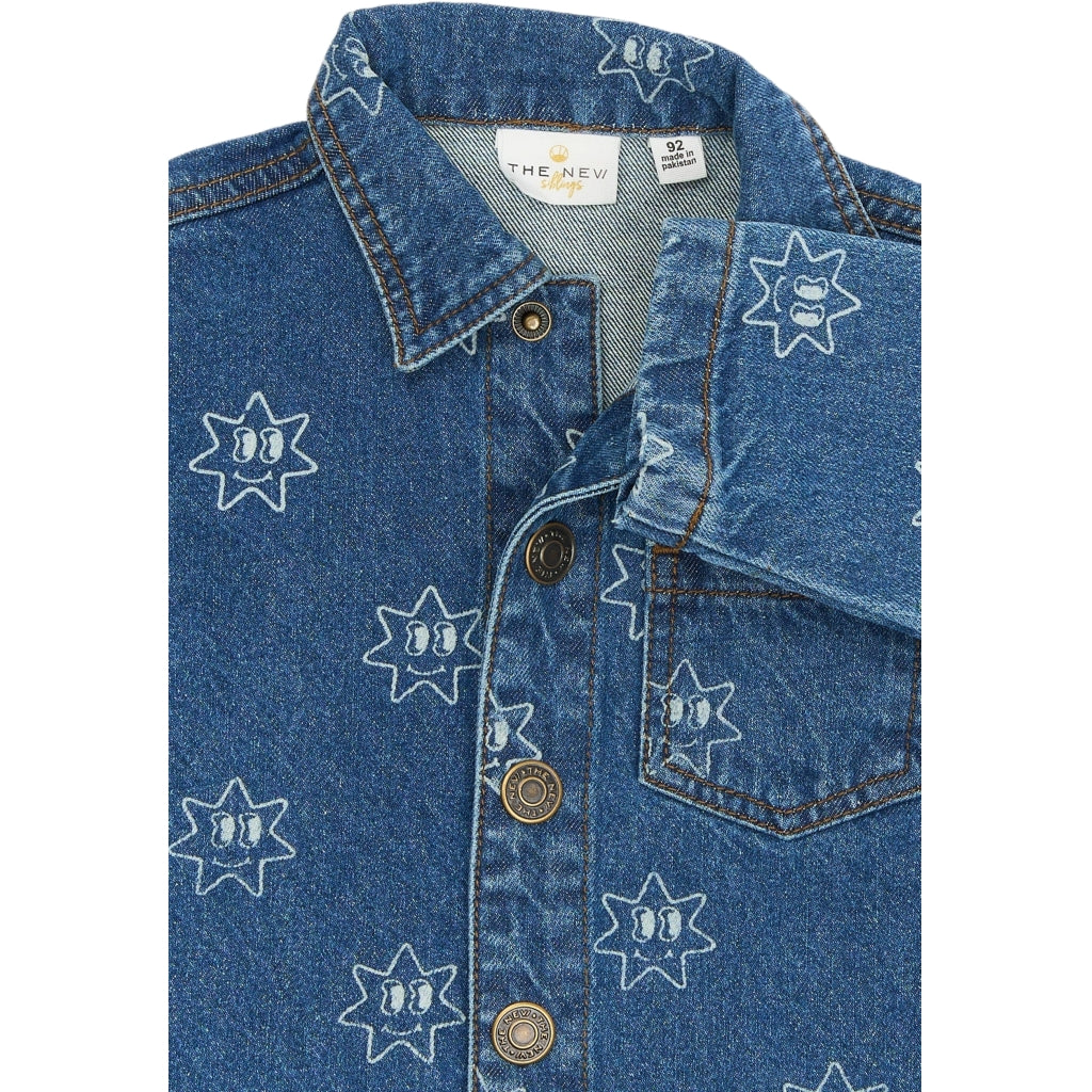 THE NEW SIBLINGS TNSTRipley Oversize Denim Skjortejakke Skjorter Medium Blue Denim AOP