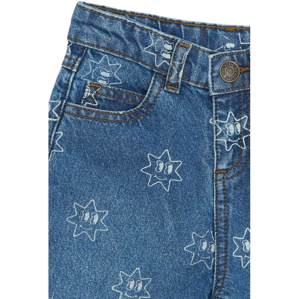 THE NEW SIBLINGS TNSTRipley Wide Jeans Jeans Medium Blue Denim AOP