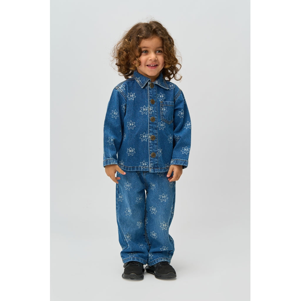 THE NEW SIBLINGS TNSTRipley Wide Jeans Jeans Medium Blue Denim AOP