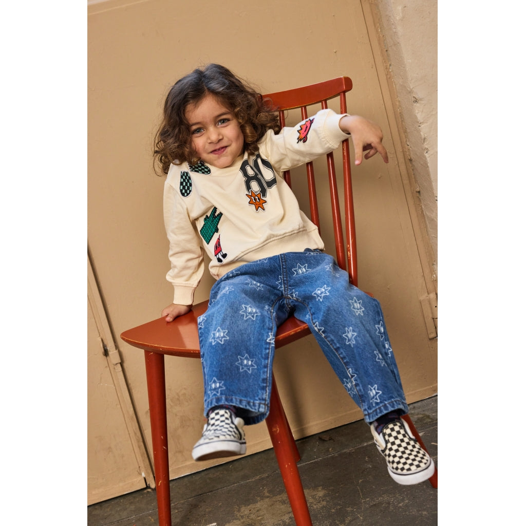 THE NEW SIBLINGS TNSTRipley Wide Jeans Jeans Medium Blue Denim AOP