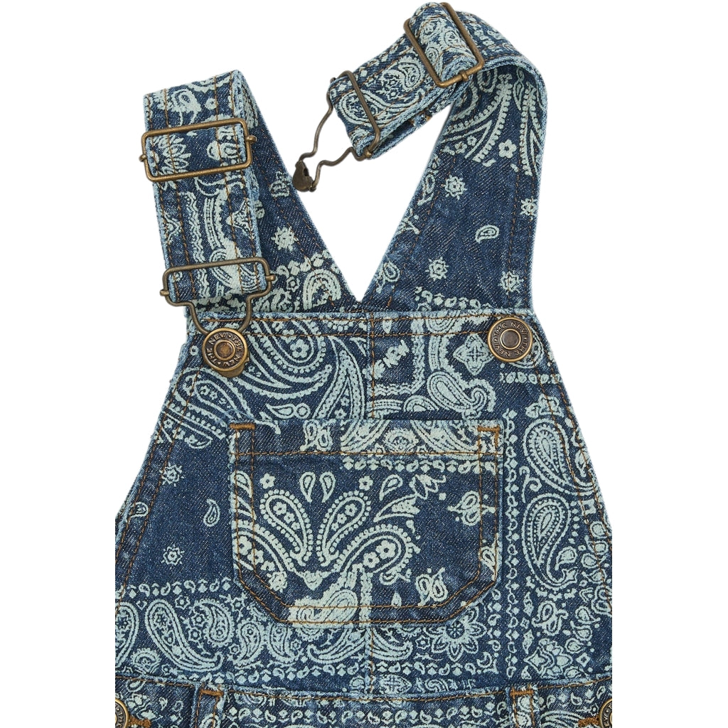 THE NEW SIBLINGS TNSTStory Short Denim Smækbukser Overalls Medium Blue Denim AOP