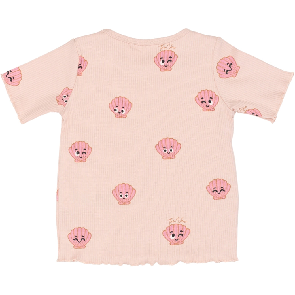THE NEW SIBLINGS TNSTTinker Kortærmet Rib Bluse T-shirt Peach Whip AOP