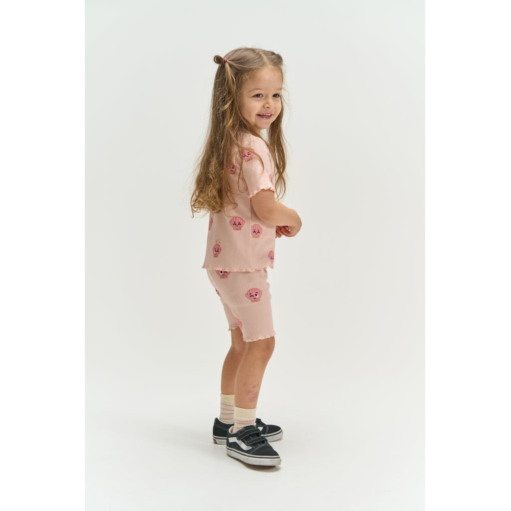 THE NEW SIBLINGS TNSTTinker Kortærmet Rib Bluse T-shirt Peach Whip AOP