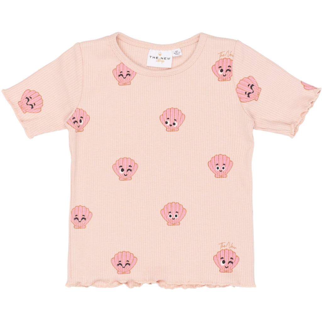 THE NEW SIBLINGS TNSTTinker Kortærmet Rib Bluse T-shirt Peach Whip AOP