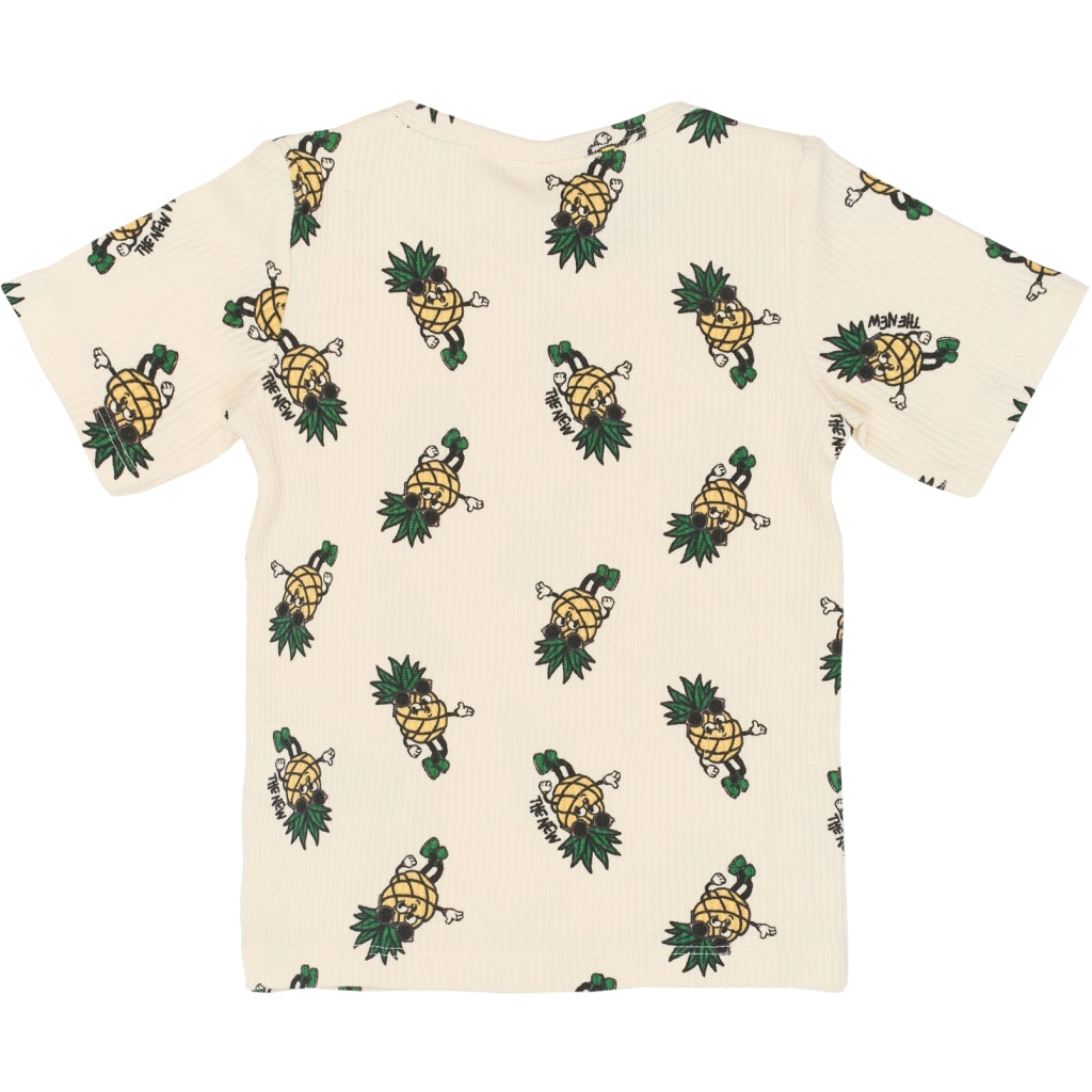 THE NEW SIBLINGS TNSTTravis Kortærmet Rib Bluse T-shirt Gardenia AOP