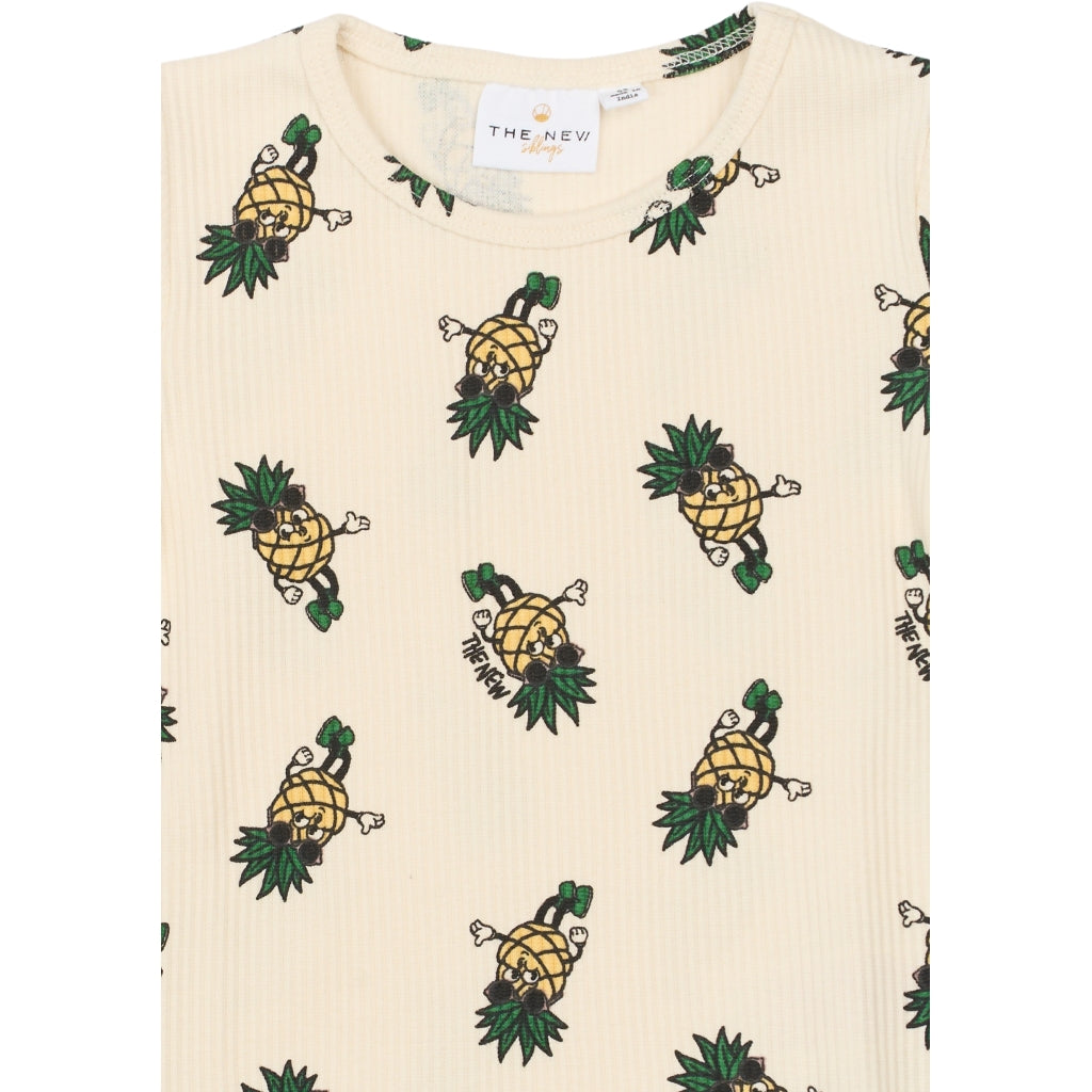 THE NEW SIBLINGS TNSTTravis Kortærmet Rib Bluse T-shirt Gardenia AOP