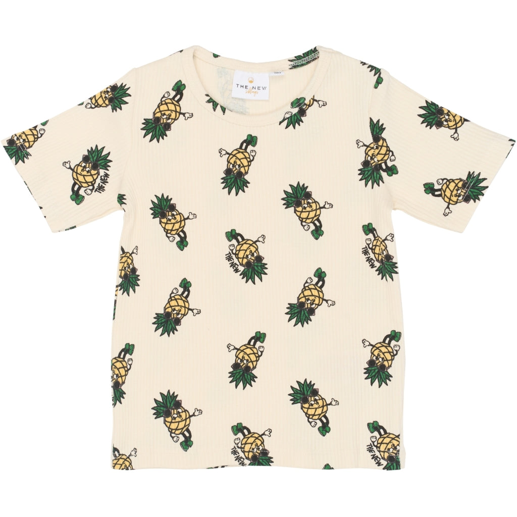 THE NEW SIBLINGS TNSTTravis Kortærmet Rib Bluse T-shirt Gardenia AOP