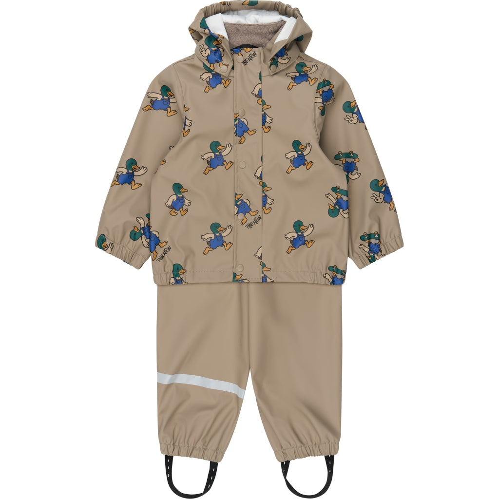 THE NEW SIBLINGS TNSTUwe Rainwear Set Regntøj Taupe Gray AOP TN