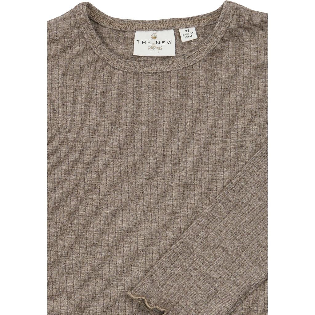 THE NEW SIBLINGS TNSTVernata Langærmet rib T-shirt Langærmet bluse Taupe Gray TN