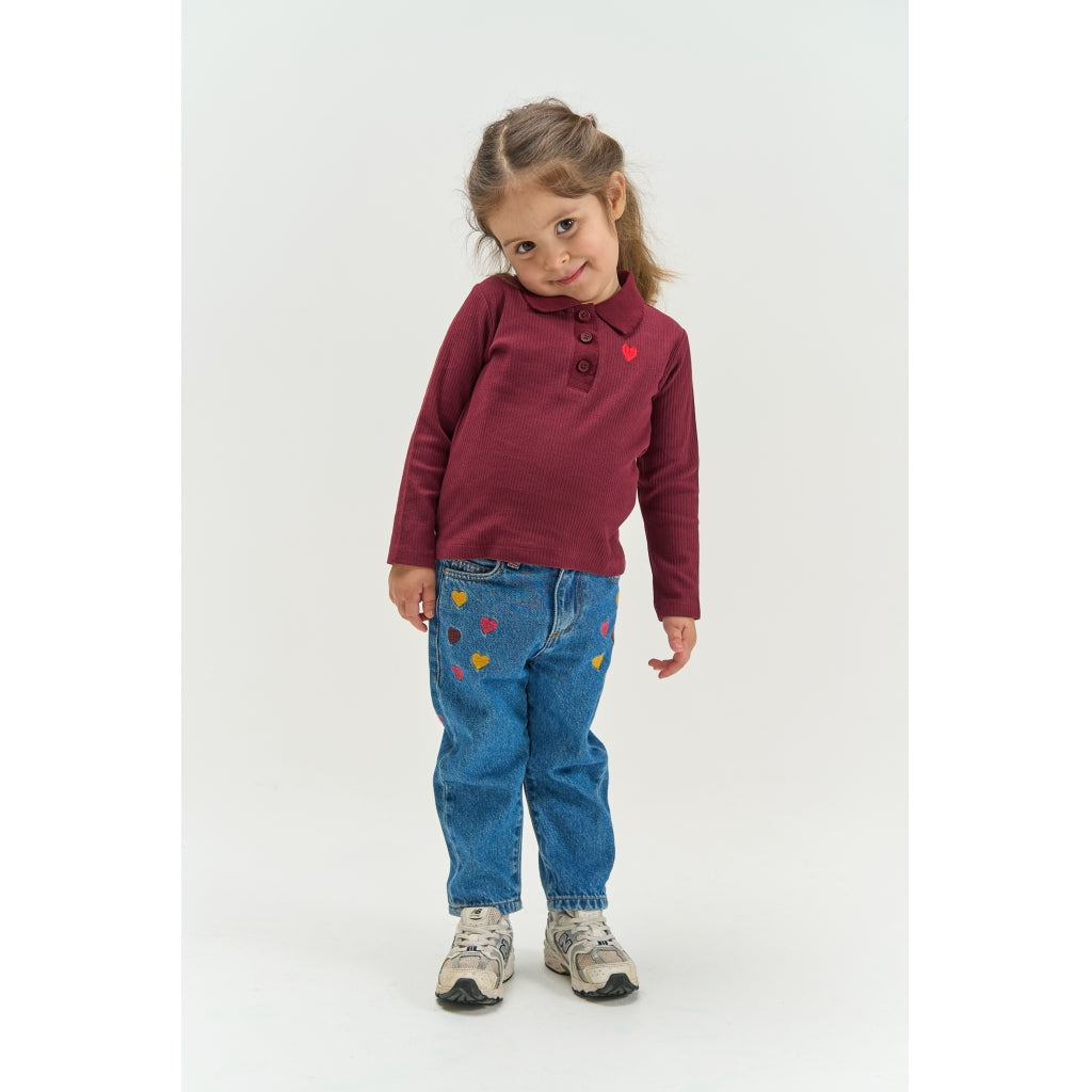 THE NEW SIBLINGS TNSTVernina Langærmet Rib Polo Langærmet bluse Burgundy TN