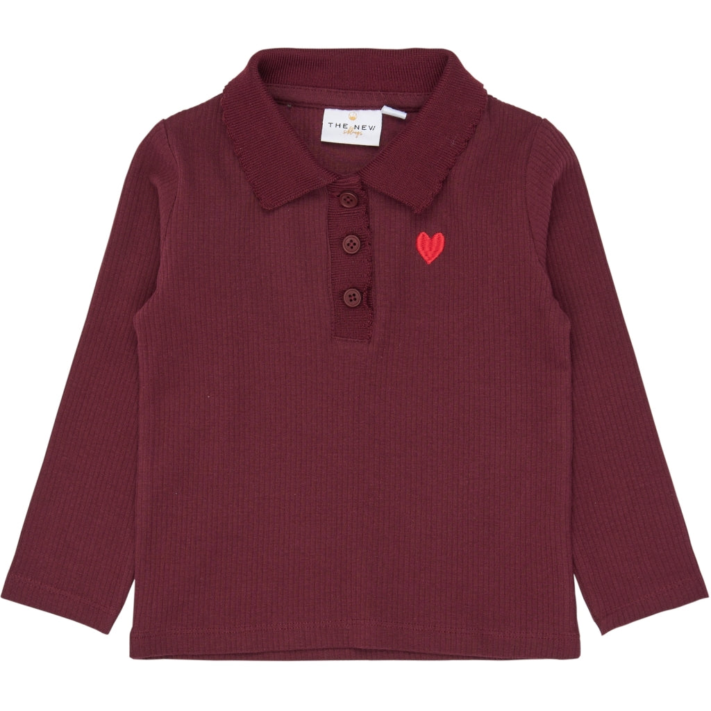 THE NEW SIBLINGS TNSTVernina Langærmet Rib Polo Langærmet bluse Burgundy TN