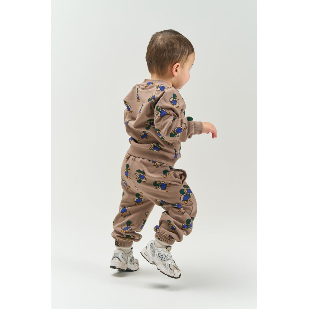 THE NEW SIBLINGS TNSTVhil Sweatpants Bukser Taupe Gray AOP TN