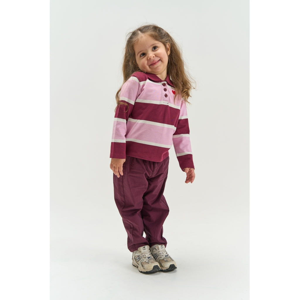THE NEW SIBLINGS TNSTVidalia Langærmet Pique Polo Langærmet bluse Burgundy Striped TN