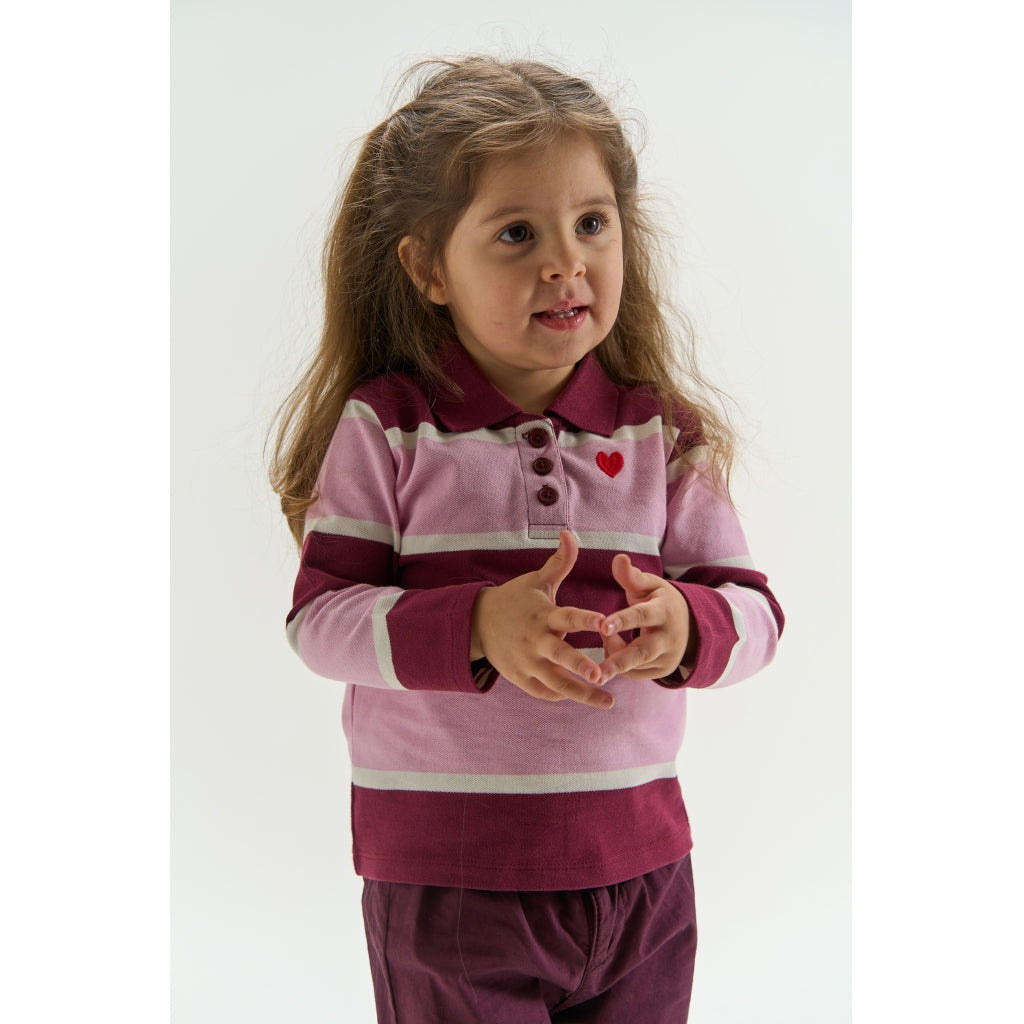 THE NEW SIBLINGS TNSTVidalia Langærmet Pique Polo Langærmet bluse Burgundy Striped TN