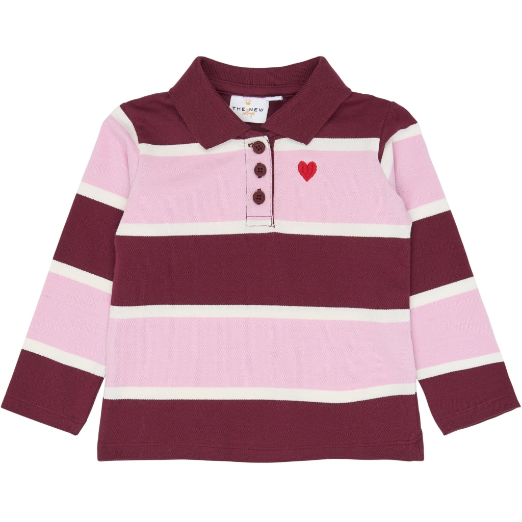 THE NEW SIBLINGS TNSTVidalia Langærmet Pique Polo Langærmet bluse Burgundy Striped TN