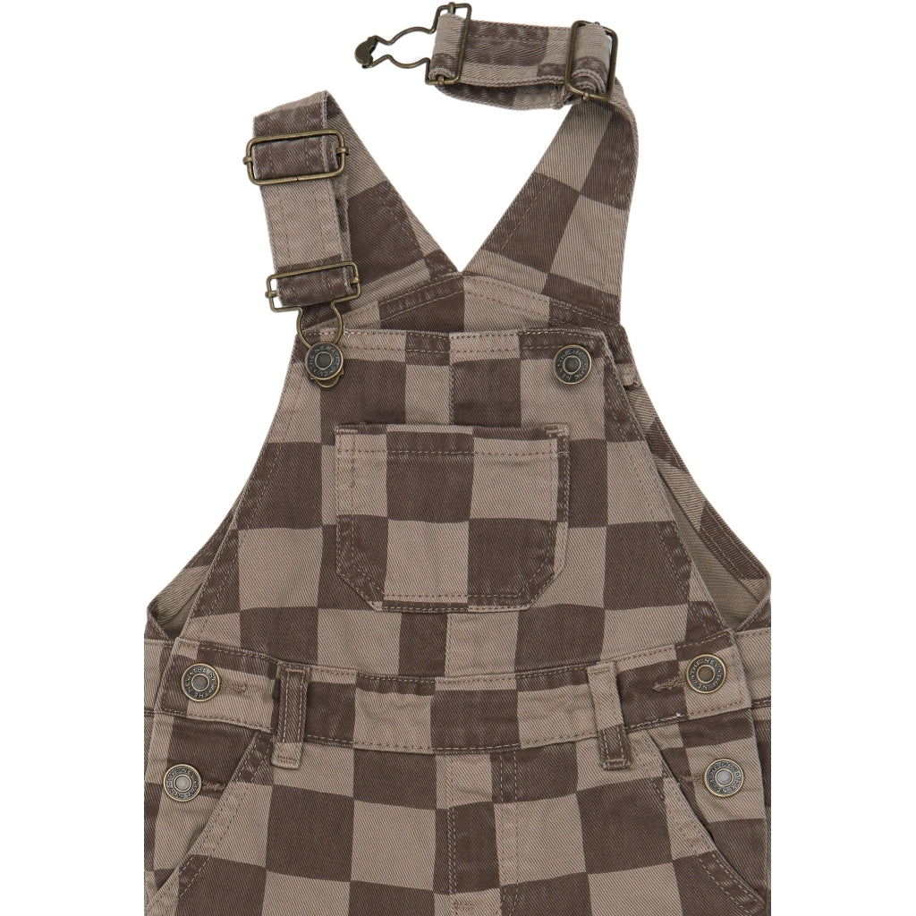 THE NEW SIBLINGS TNSTVondell Denim Dungarees Overalls Taupe Gray Check TN
