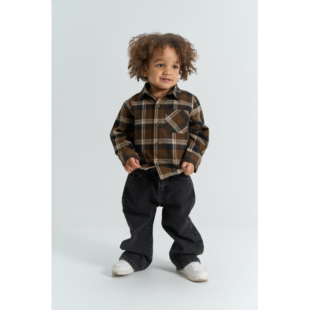 THE NEW SIBLINGS TNSTYaki Langærmet Flannel Skjorte Skjorter Navy Blazer Check