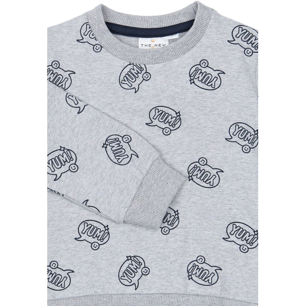 THE NEW SIBLINGS TNSTYann Sweatshirt Sweatshirt Light Grey Melange AOP