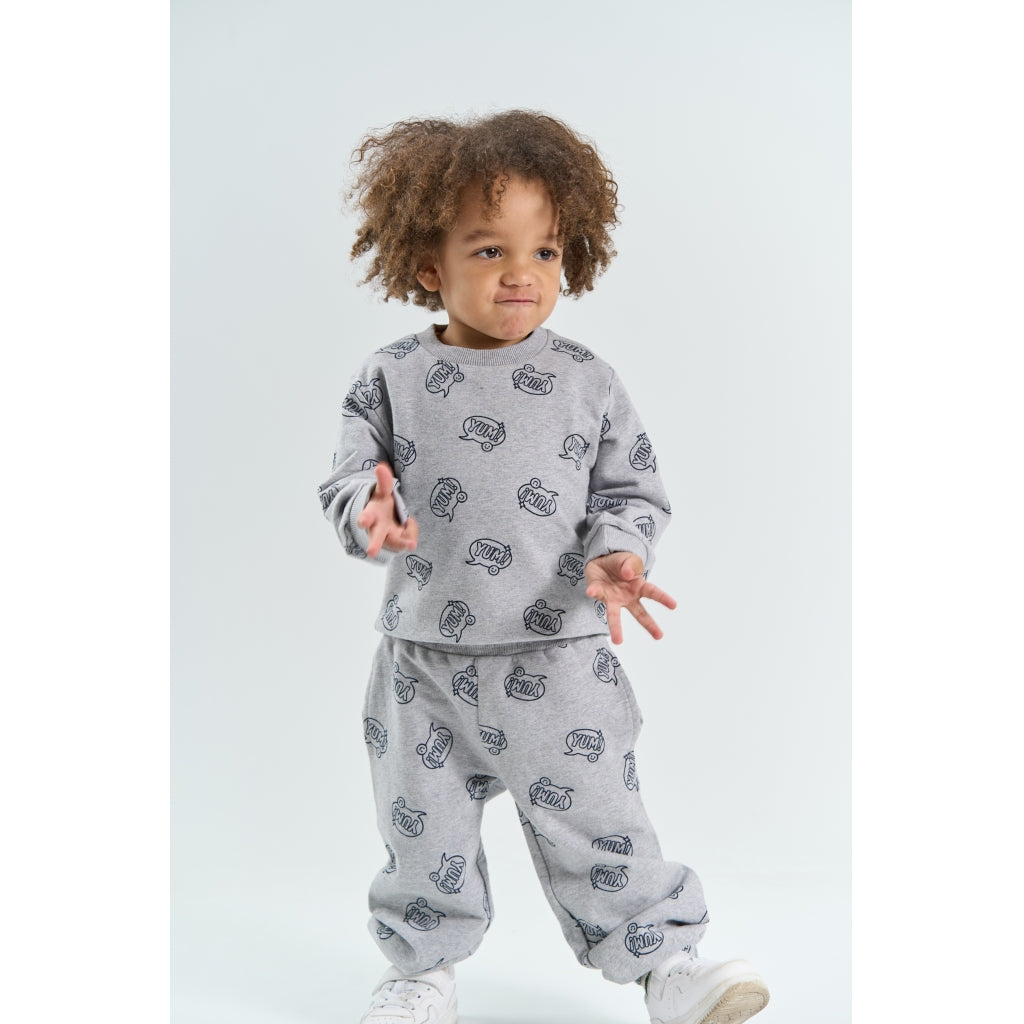 THE NEW SIBLINGS TNSTYann Sweatshirt Sweatshirt Light Grey Melange AOP