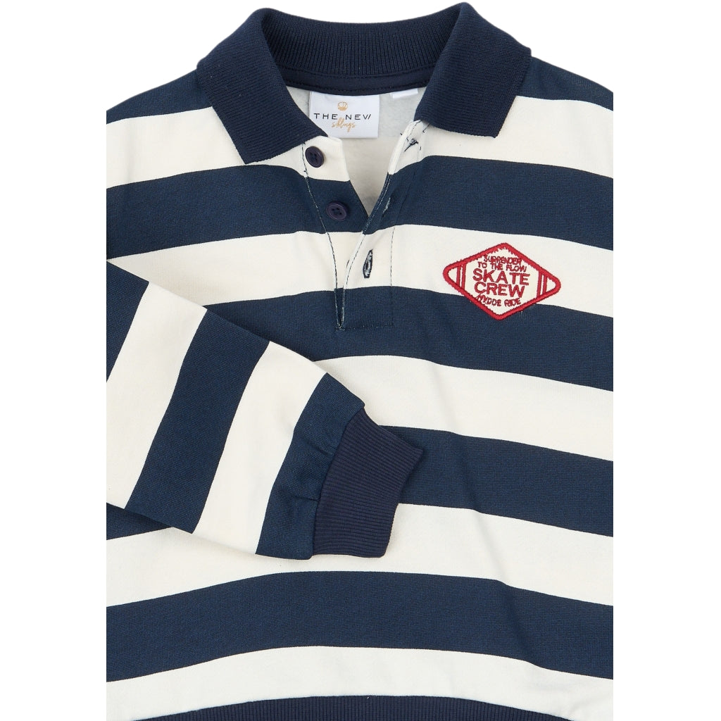 THE NEW SIBLINGS TNSTYuki Oversize Polo Sweatshirt Sweatshirt Navy Blazer Striped