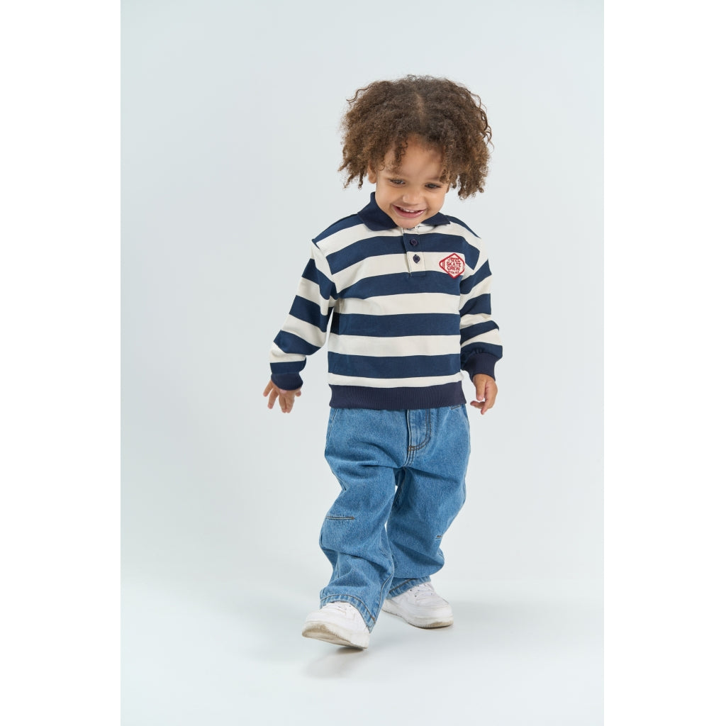 THE NEW SIBLINGS TNSTYuki Oversize Polo Sweatshirt Sweatshirt Navy Blazer Striped