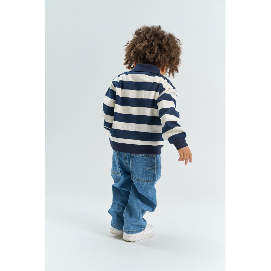 THE NEW SIBLINGS TNSTYuki Oversize Polo Sweatshirt Sweatshirt Navy Blazer Striped