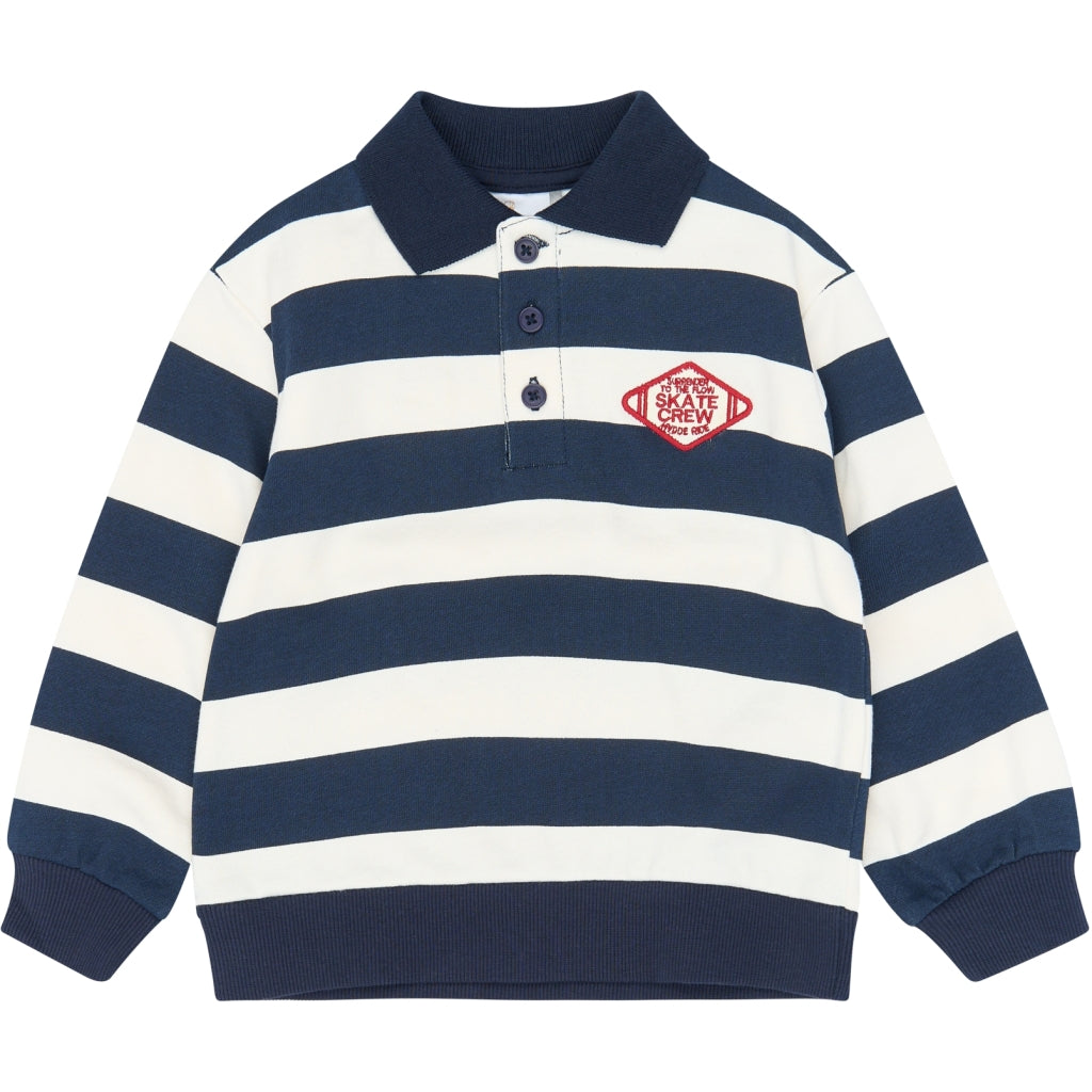 THE NEW SIBLINGS TNSTYuki Oversize Polo Sweatshirt Sweatshirt Navy Blazer Striped