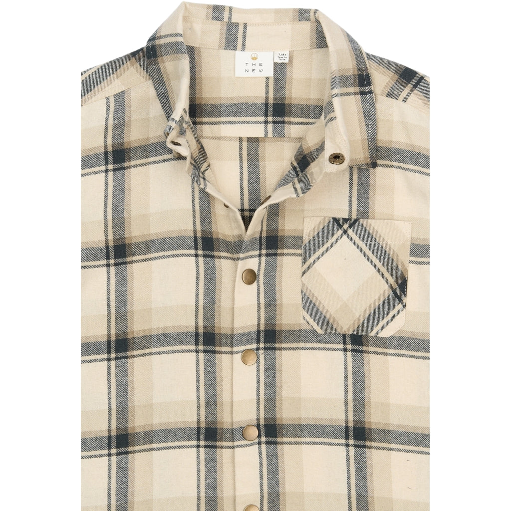 THE NEW TNSaul Oversize Langærmet Flannel Skjorte Skjorter Humus Check