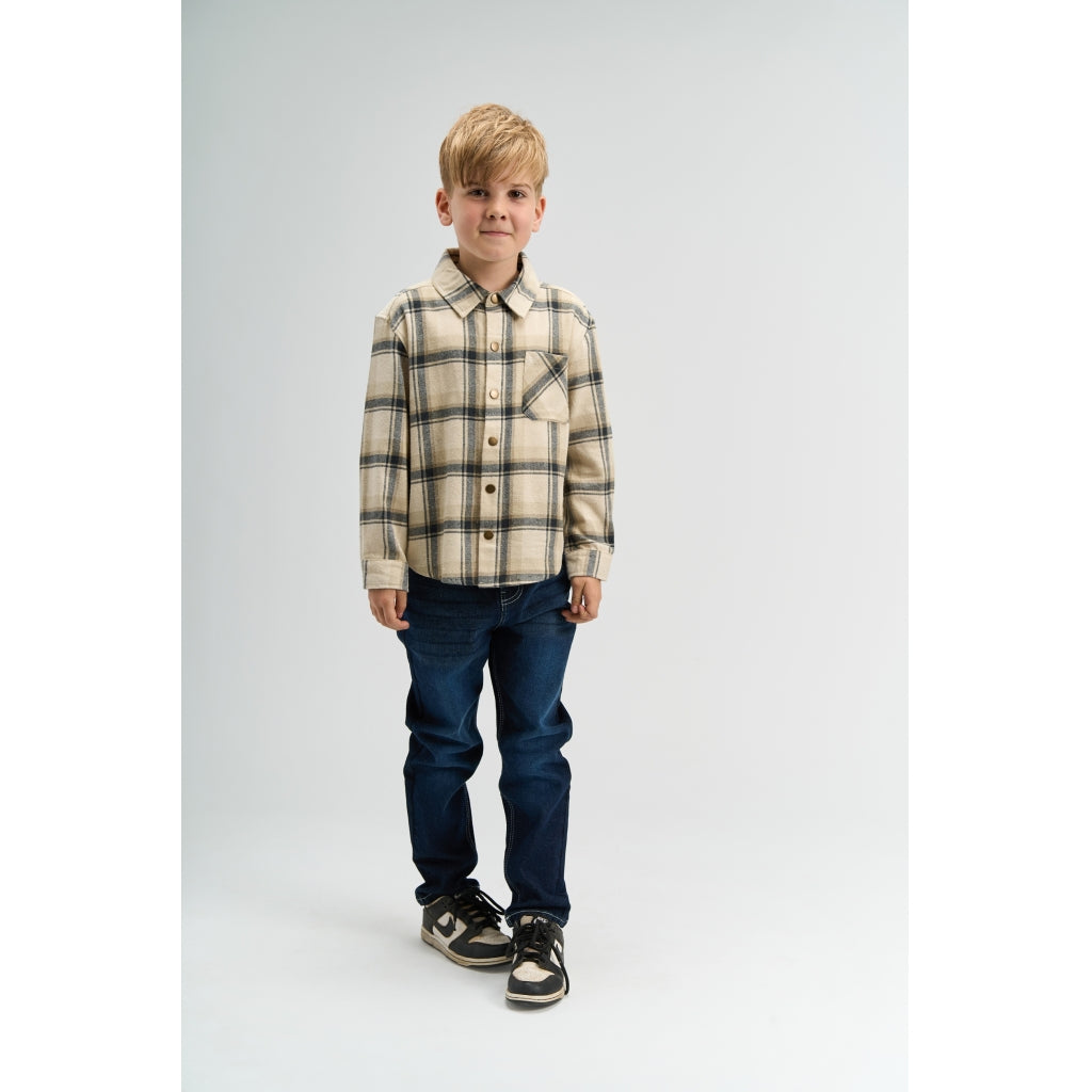 THE NEW TNSaul Oversize Langærmet Flannel Skjorte Skjorter Humus Check