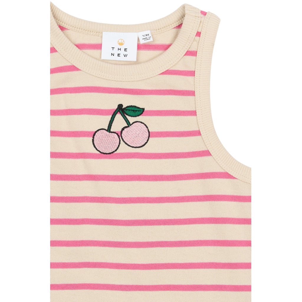 THE NEW TNShannon Kort Ærmeløs Top Kortærmede top Carmine Rose Striped