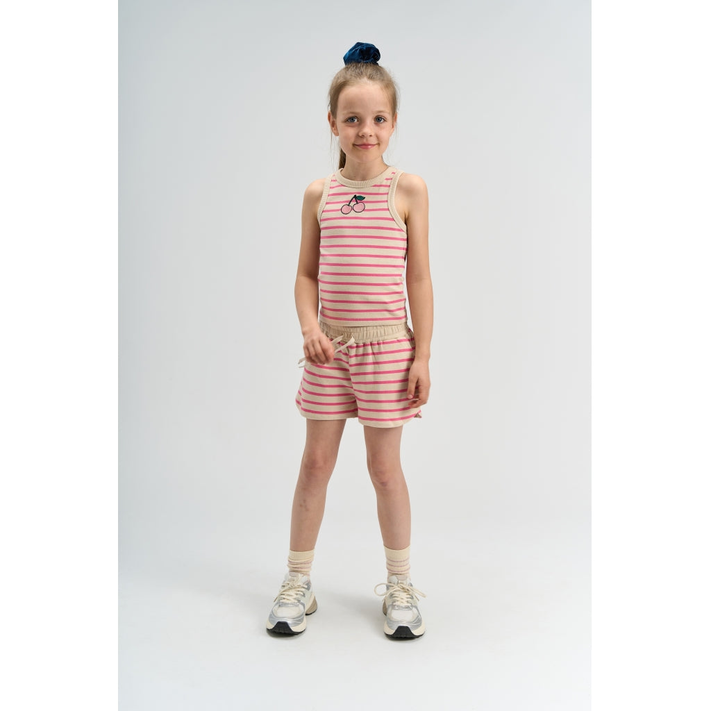 THE NEW TNShannon Kort Ærmeløs Top Kortærmede top Carmine Rose Striped