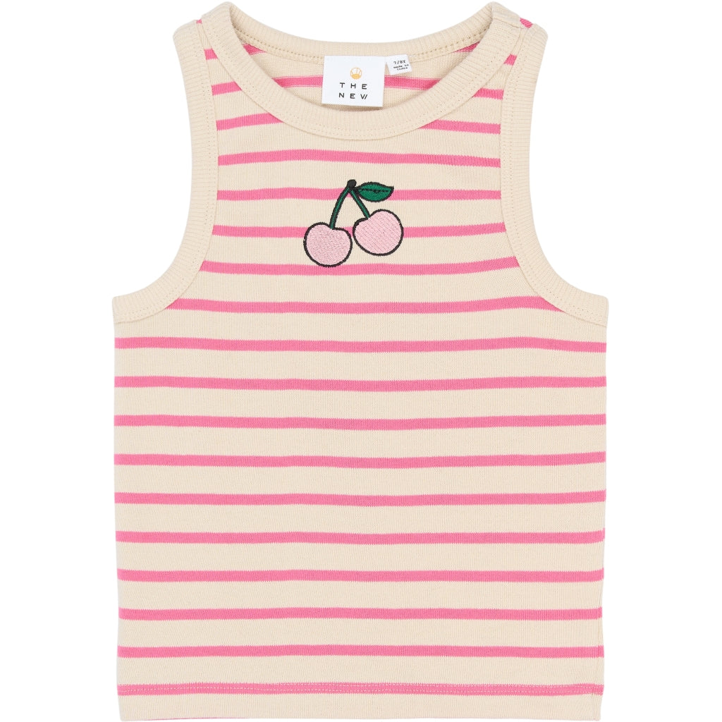 THE NEW TNShannon Kort Ærmeløs Top Kortærmede top Carmine Rose Striped